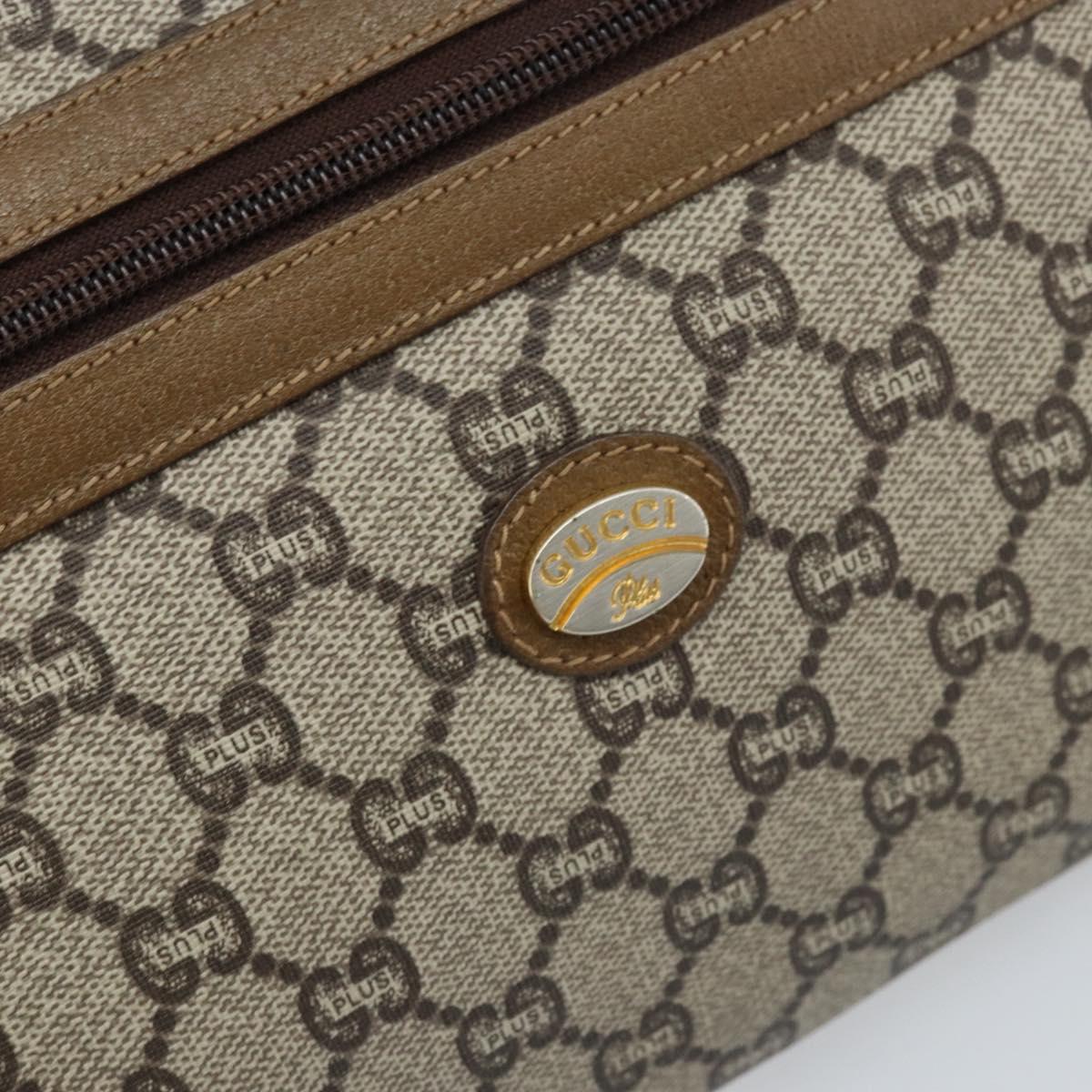 GUCCI GG Plus Supreme Clutch Bag PVC Beige Gold Auth 173932
