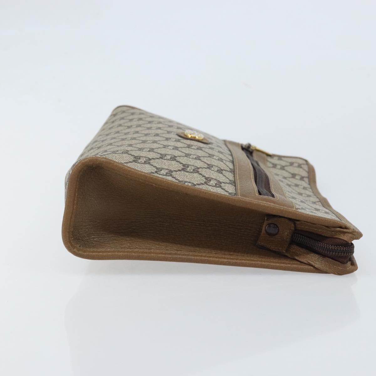 GUCCI GG Plus Supreme Clutch Bag PVC Beige Gold Auth 173932