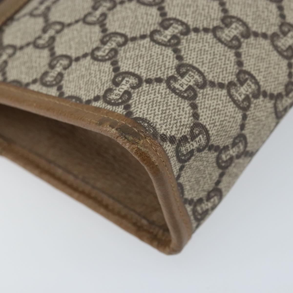 GUCCI GG Plus Supreme Clutch Bag PVC Beige Gold Auth 173932