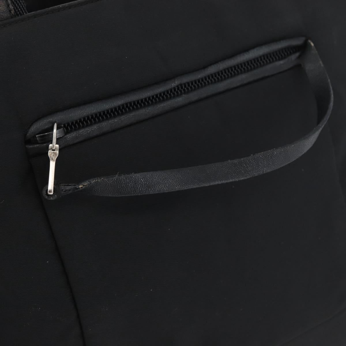 PRADA Hand Bag Nylon Black Silver Auth 173933