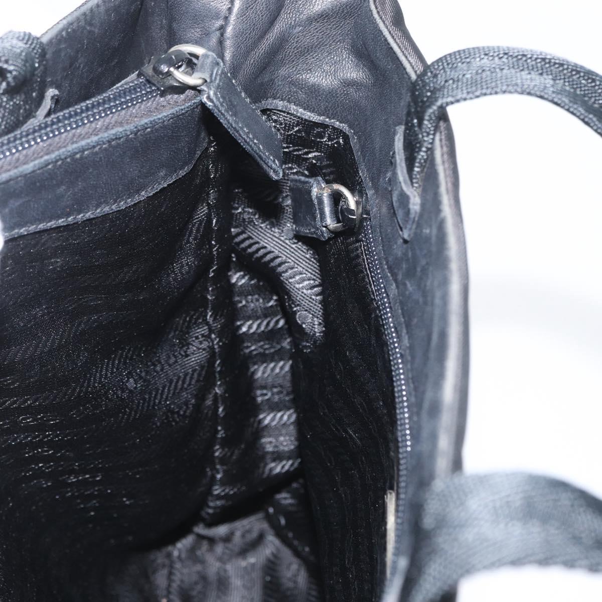 PRADA Hand Bag Nylon Black Silver Auth 173933