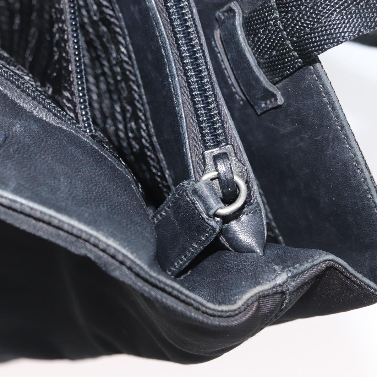 PRADA Hand Bag Nylon Black Silver Auth 173933