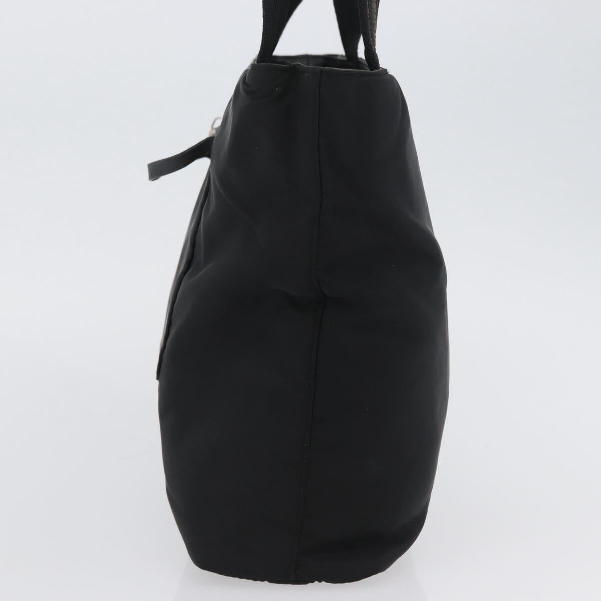 PRADA Hand Bag Nylon Black Silver Auth 173933