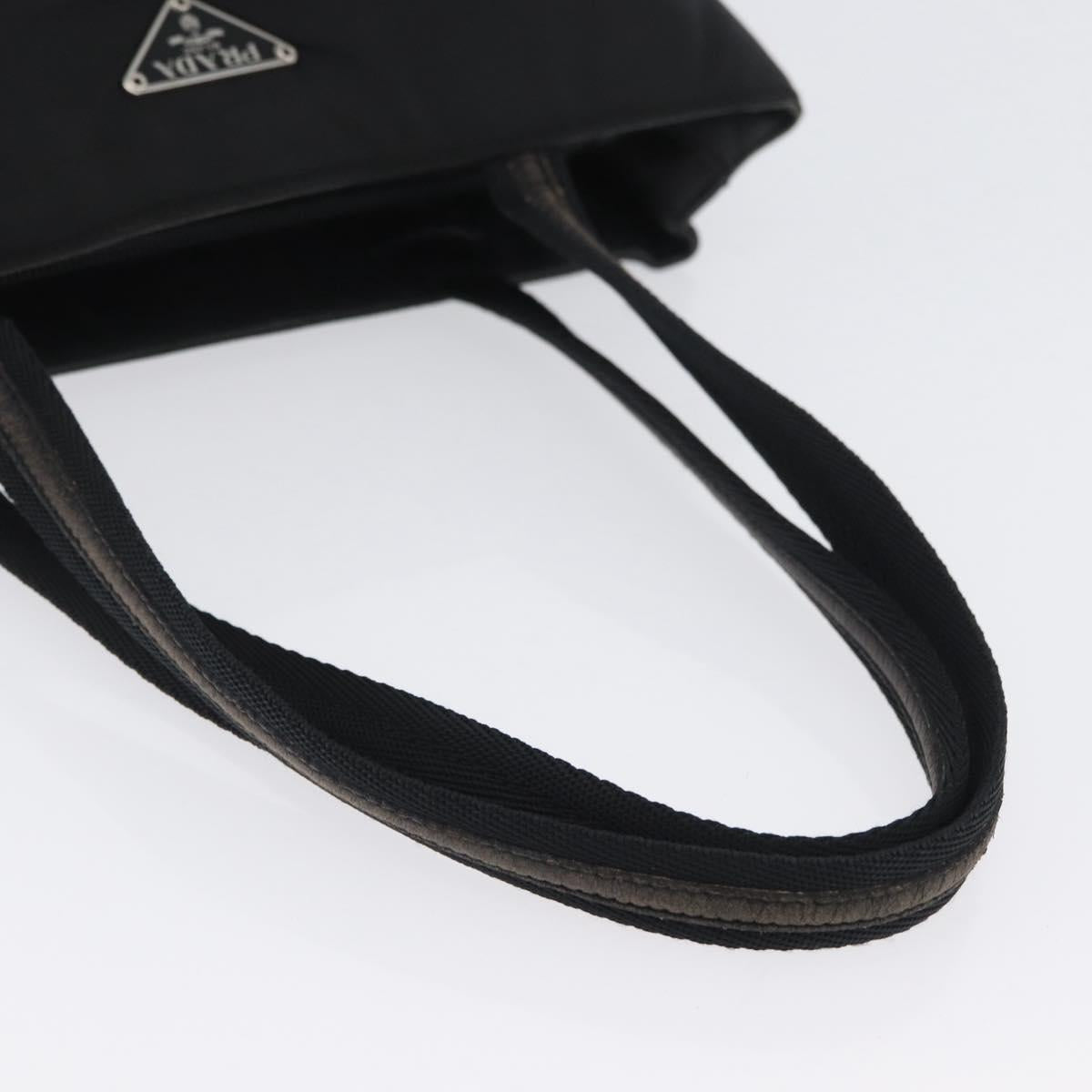 PRADA Hand Bag Nylon Black Silver Auth 173933