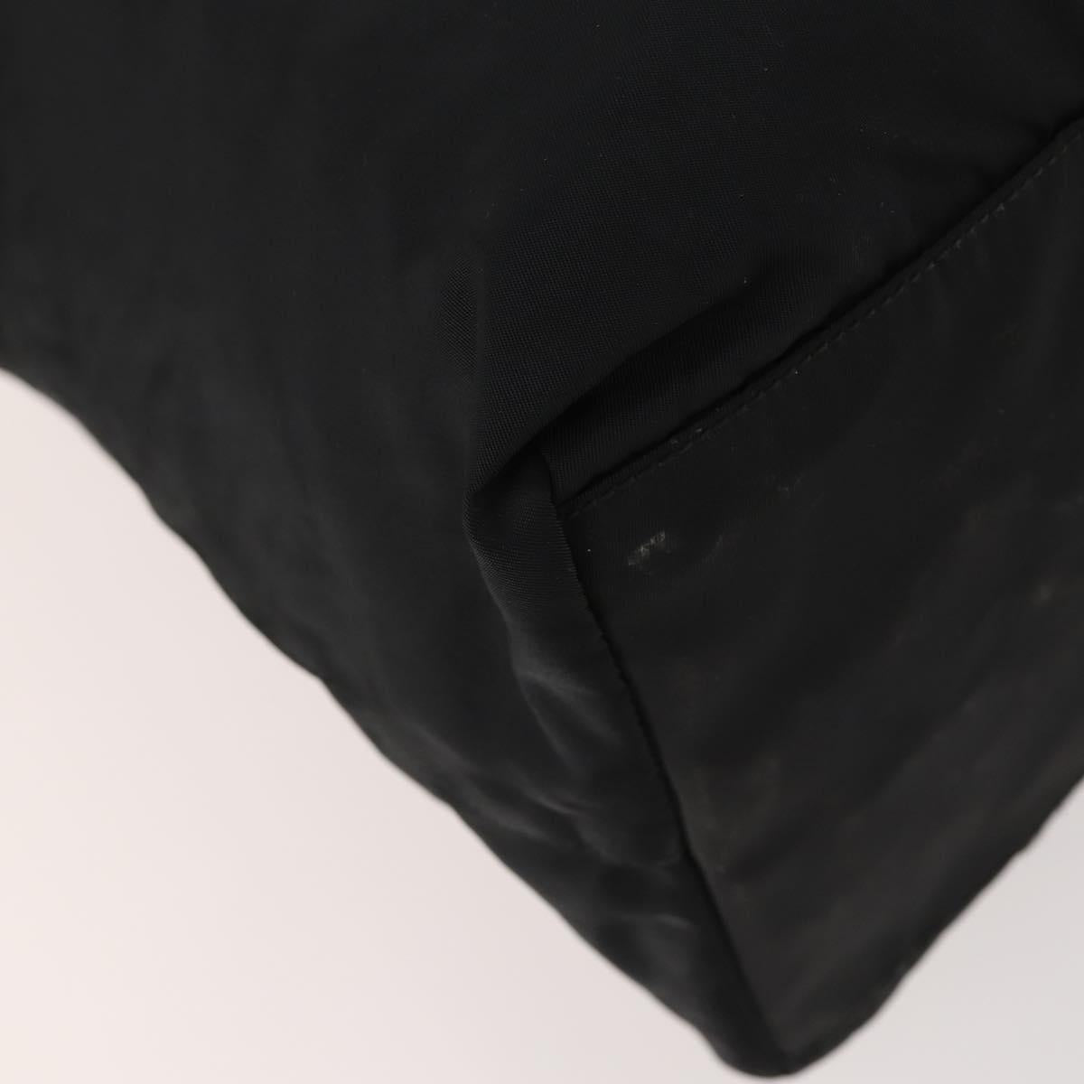 PRADA Boston Bag Nylon Black Silver Auth 173934