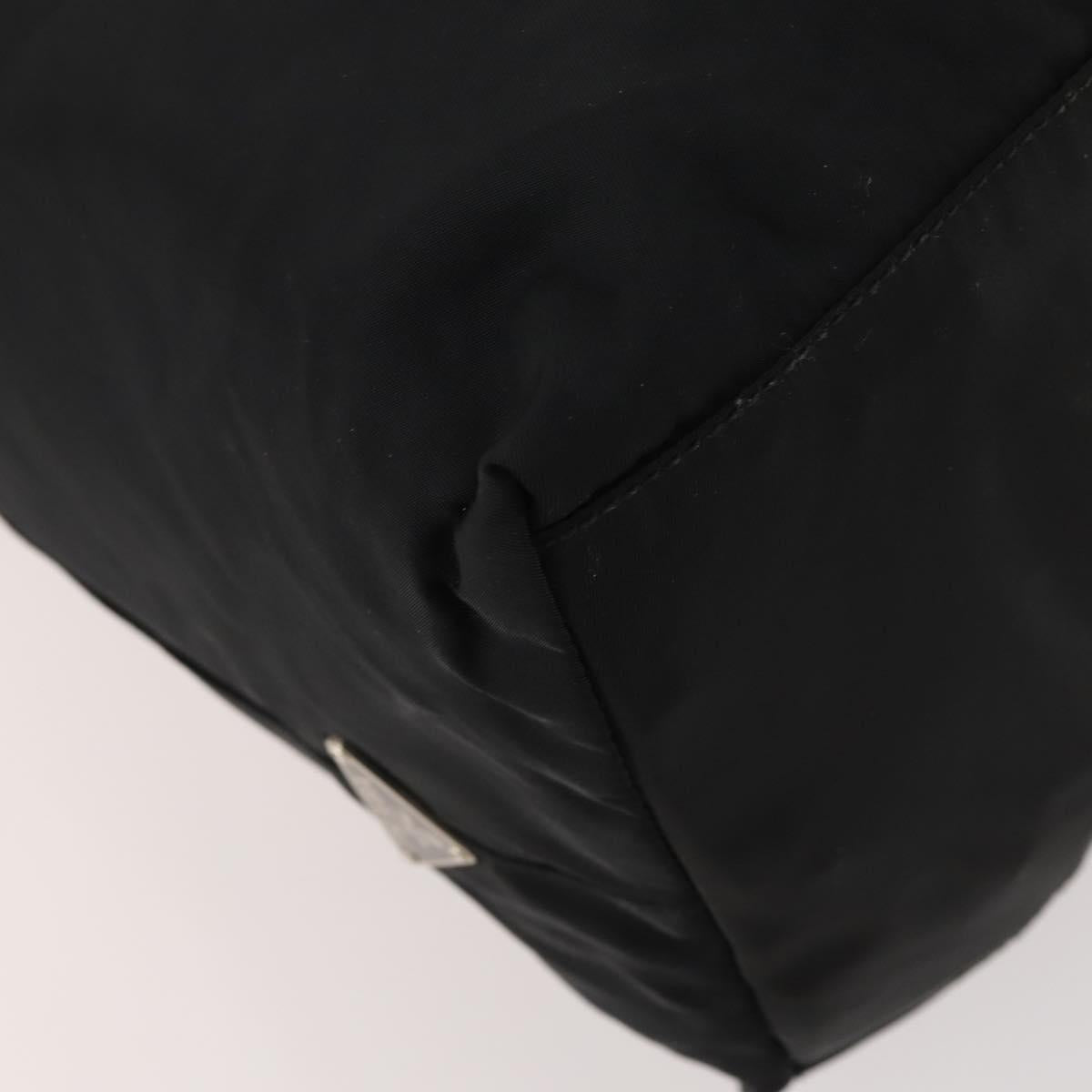 PRADA Boston Bag Nylon Black Silver Auth 173934
