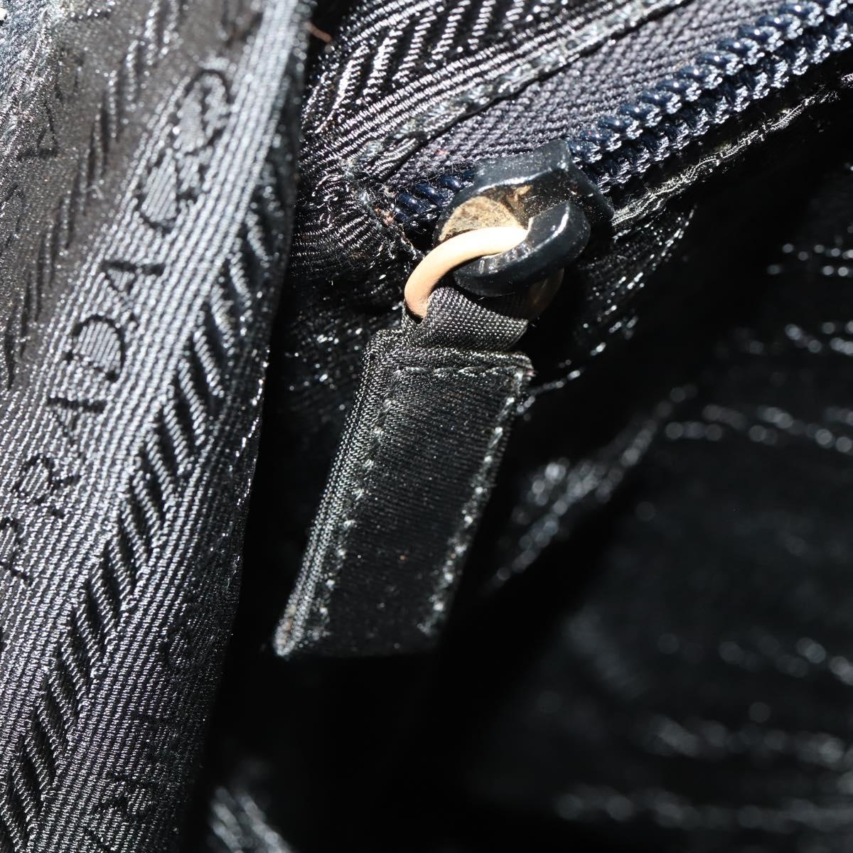 PRADA Boston Bag Nylon Black Silver Auth 173934
