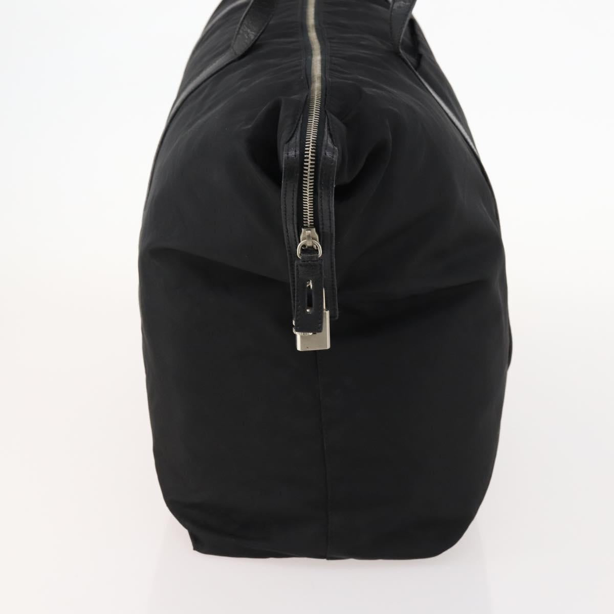 PRADA Boston Bag Nylon Black Silver Auth 173934