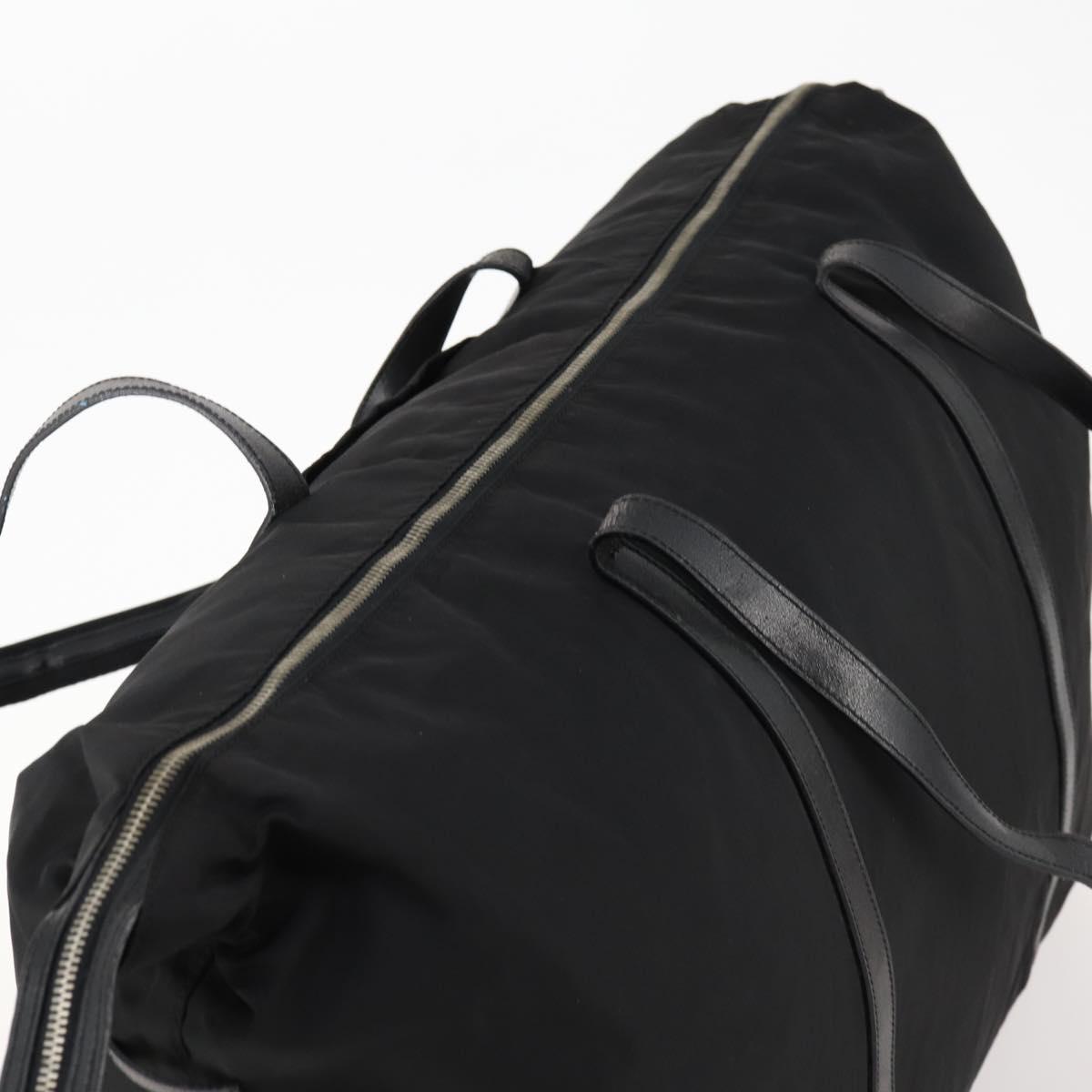 PRADA Boston Bag Nylon Black Silver Auth 173934