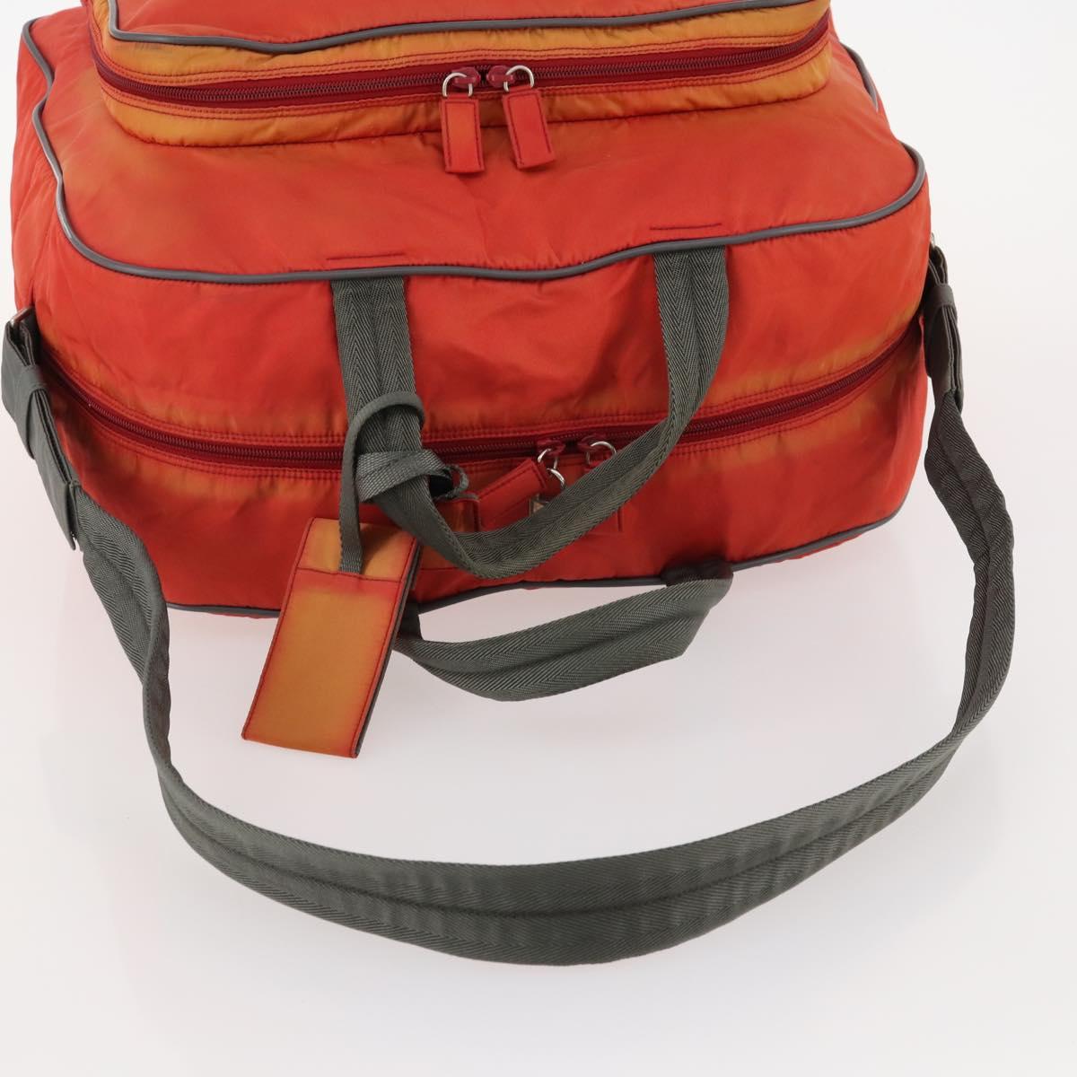 PRADA Sports Boston Bag Nylon 2way Orange Silver Auth 173935
