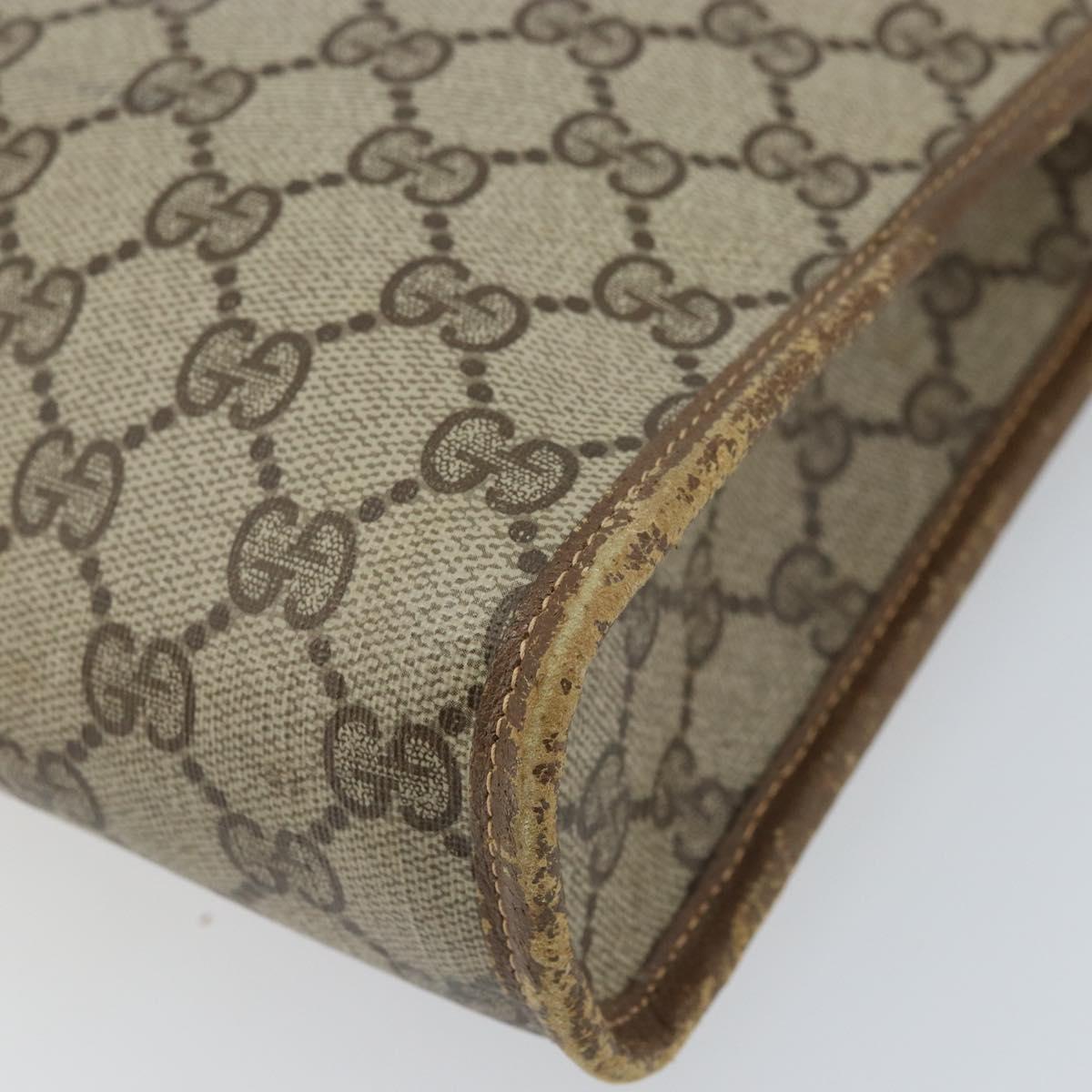 GUCCI GG Supreme Clutch Bag PVC Beige Gold 97 01 038 Auth 173939