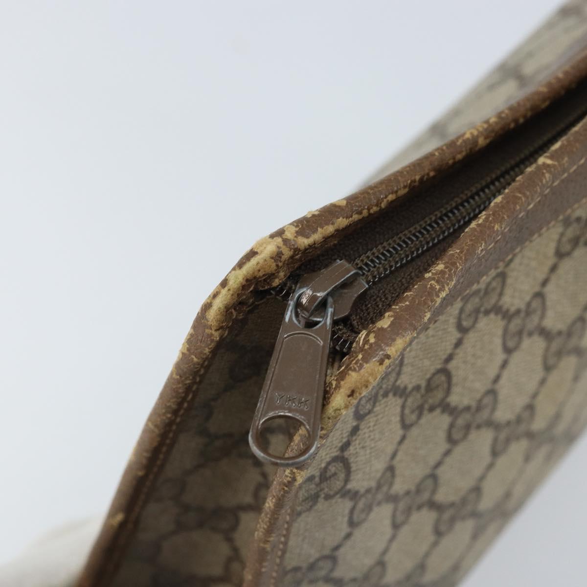 GUCCI GG Supreme Clutch Bag PVC Beige Gold 97 01 038 Auth 173939