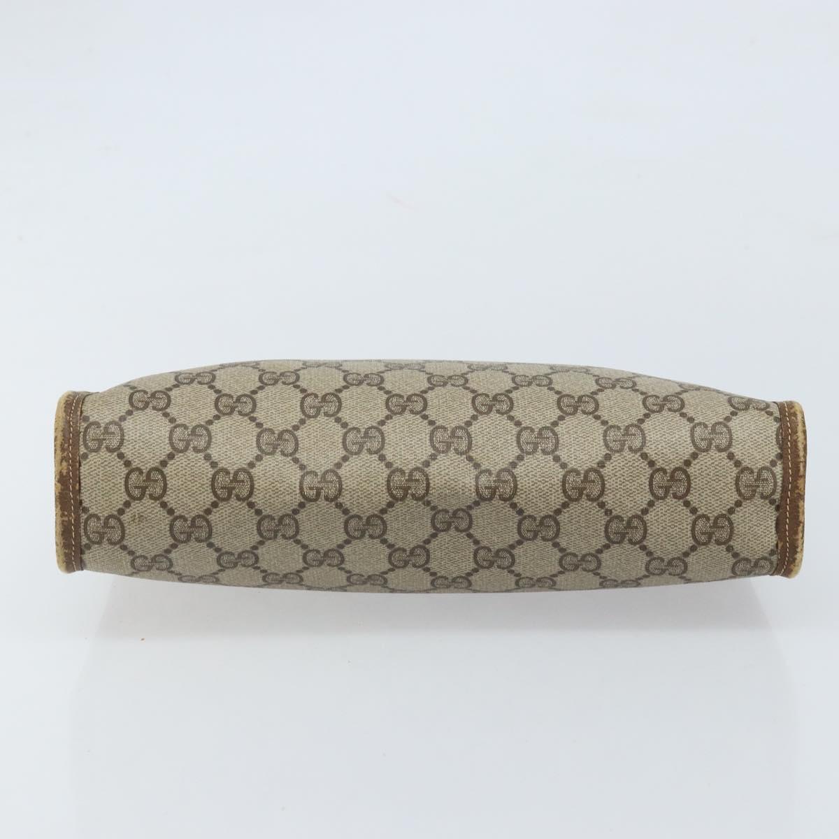GUCCI GG Supreme Clutch Bag PVC Beige Gold 97 01 038 Auth 173939