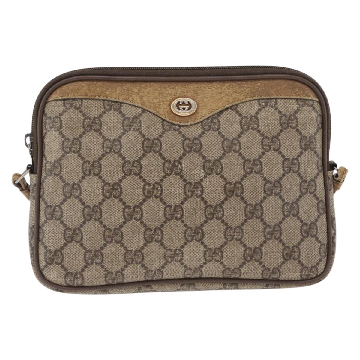 GUCCI GG Supreme Shoulder Bag PVC Beige Gold 97 02 068 Auth 173940