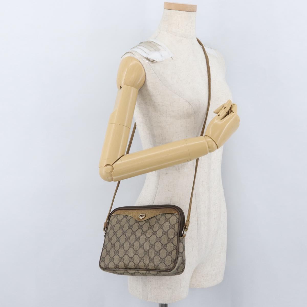 GUCCI GG Supreme Shoulder Bag PVC Beige Gold 97 02 068 Auth 173940