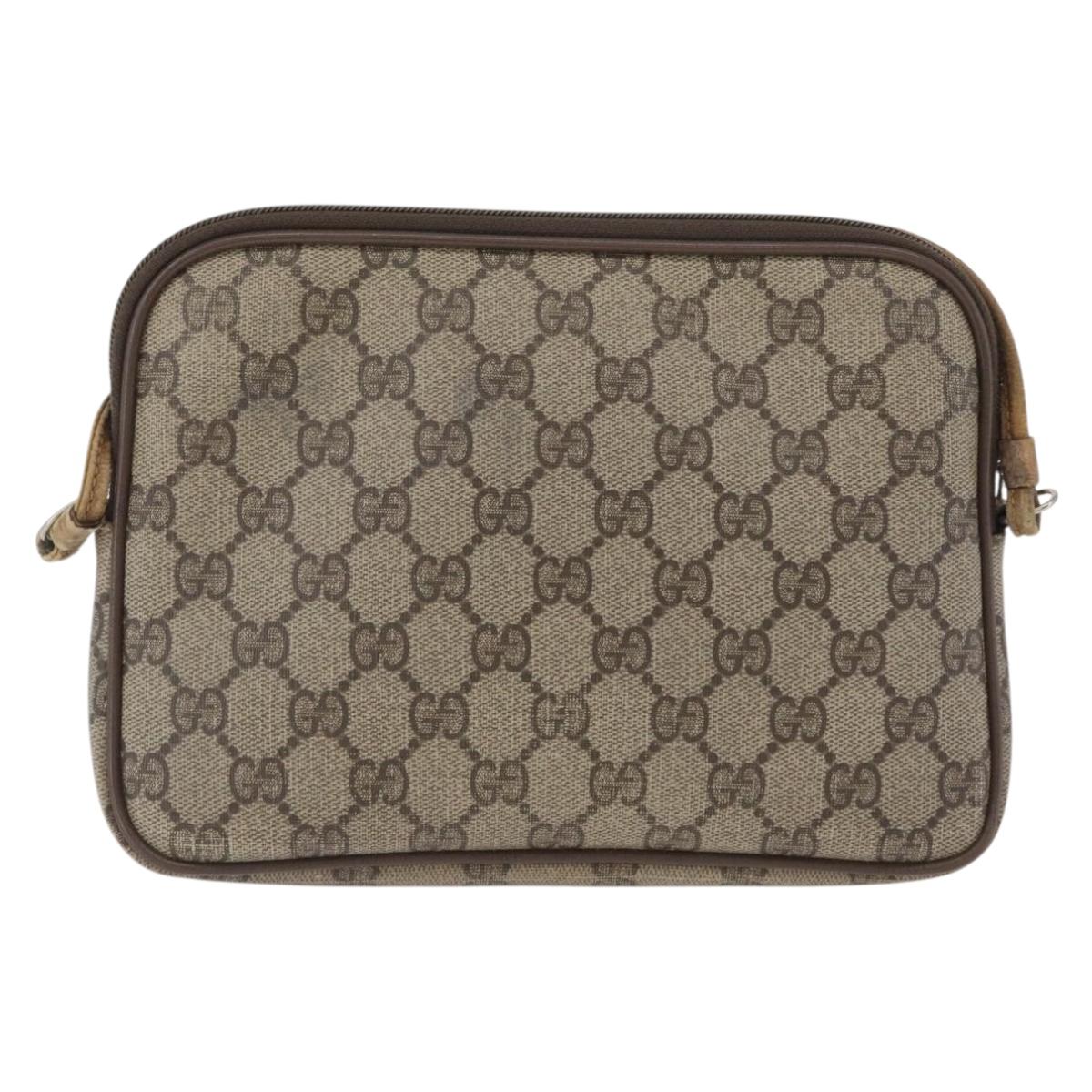 GUCCI GG Supreme Shoulder Bag PVC Beige Gold 97 02 068 Auth 173940