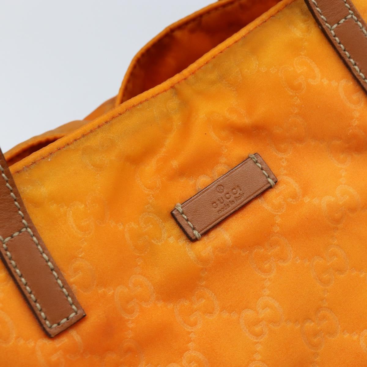 GUCCI GG Canvas Tote Bag Nylon Orange 282439 Auth 173944