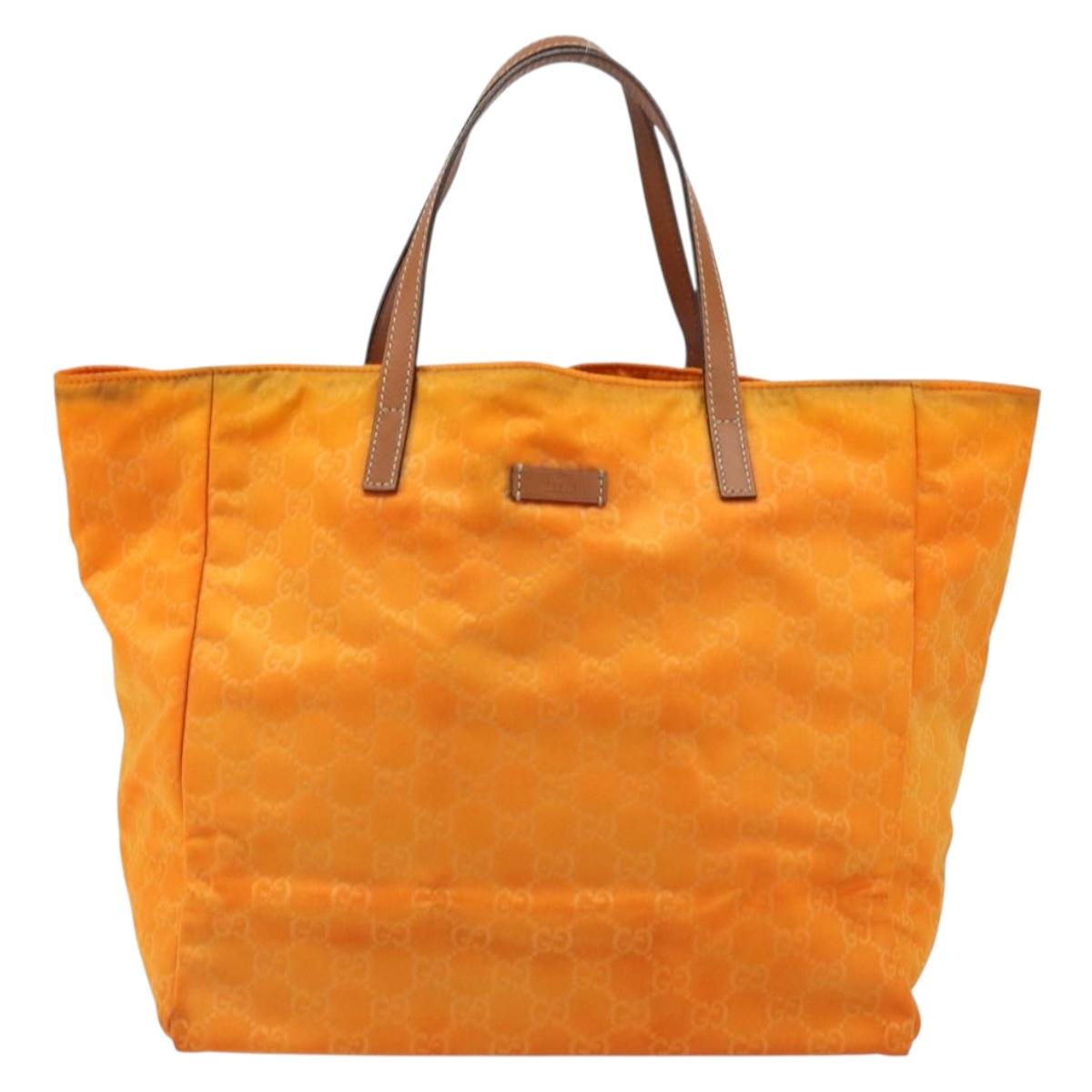 GUCCI GG Canvas Tote Bag Nylon Orange 282439 Auth 173944