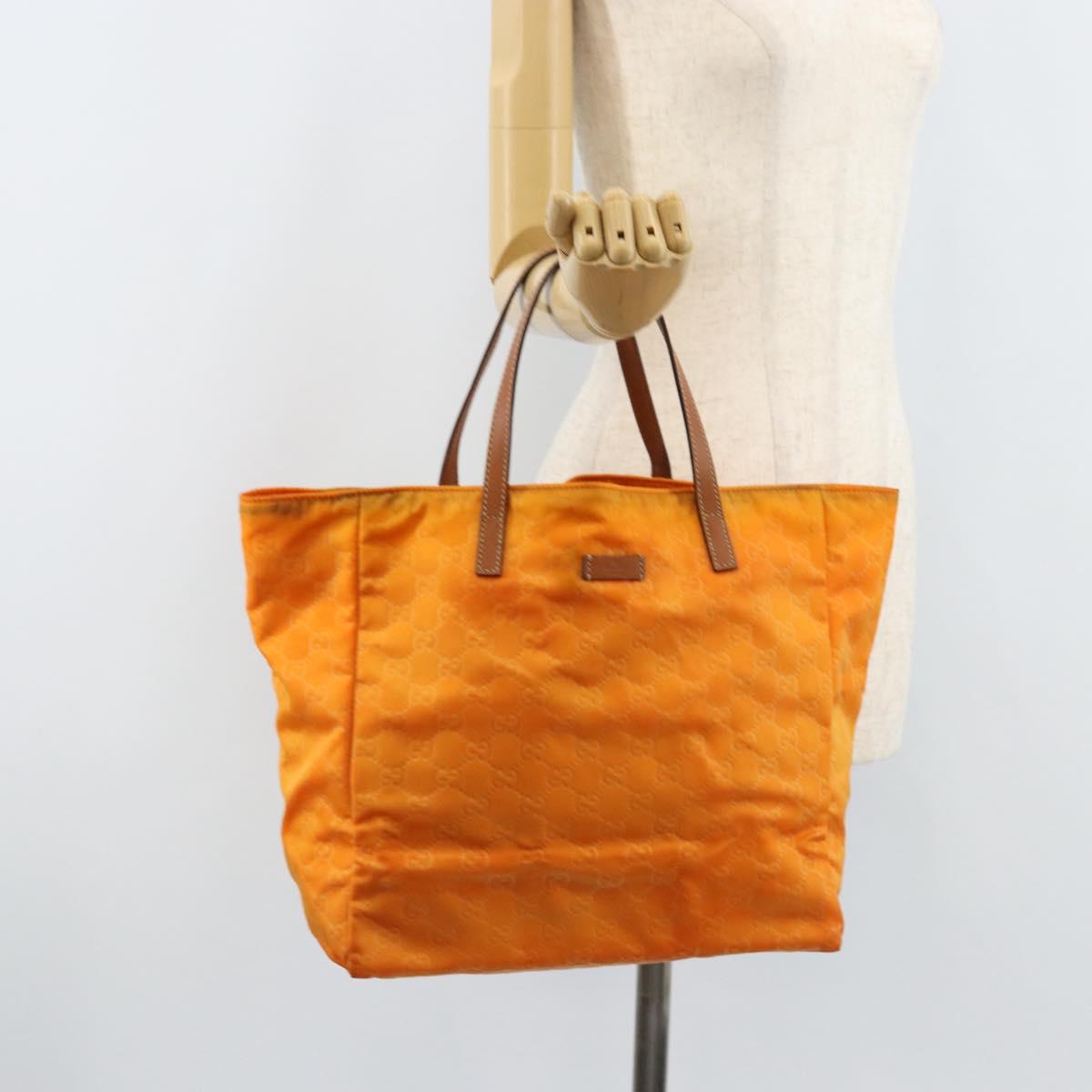 GUCCI GG Canvas Tote Bag Nylon Orange 282439 Auth 173944