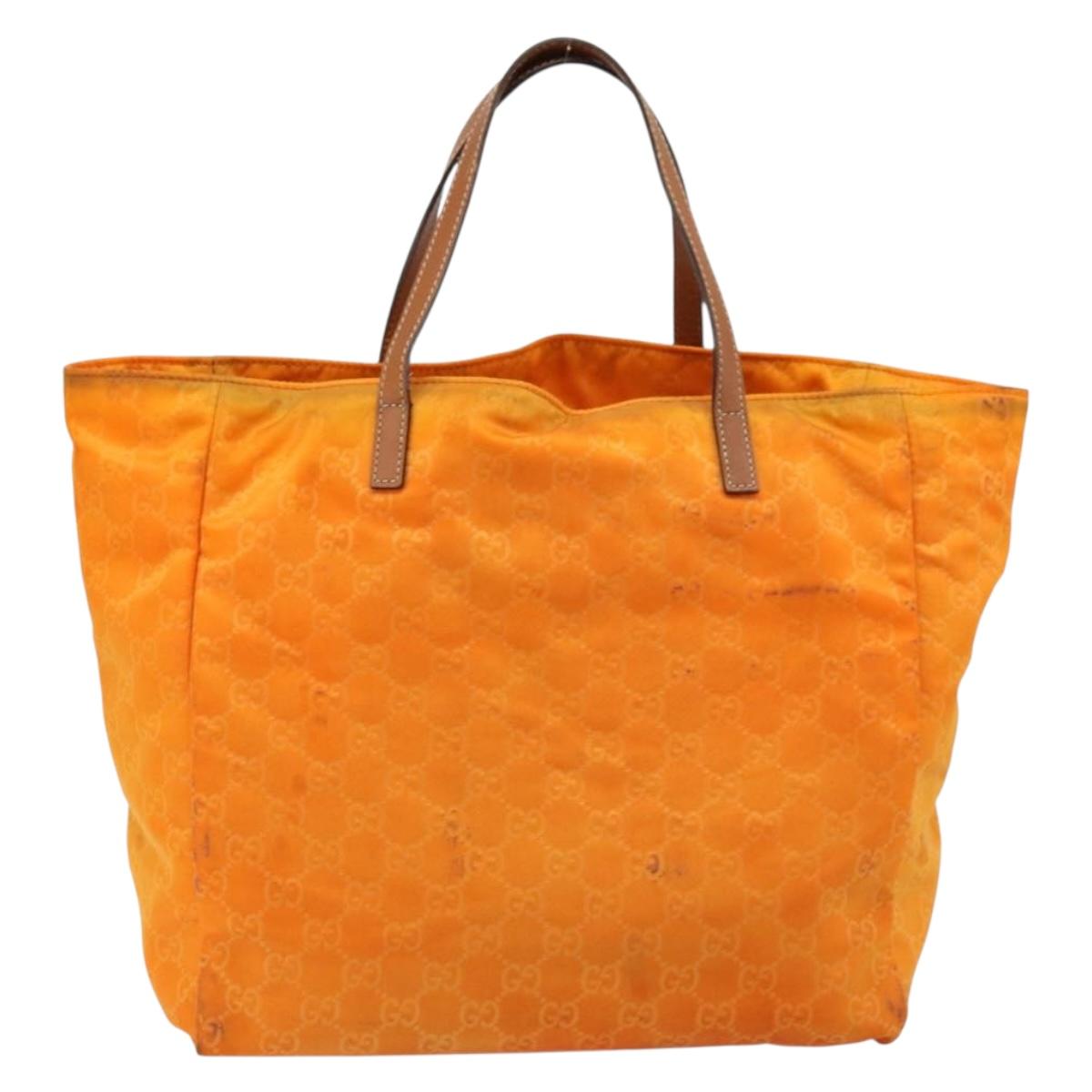 GUCCI GG Canvas Tote Bag Nylon Orange 282439 Auth 173944