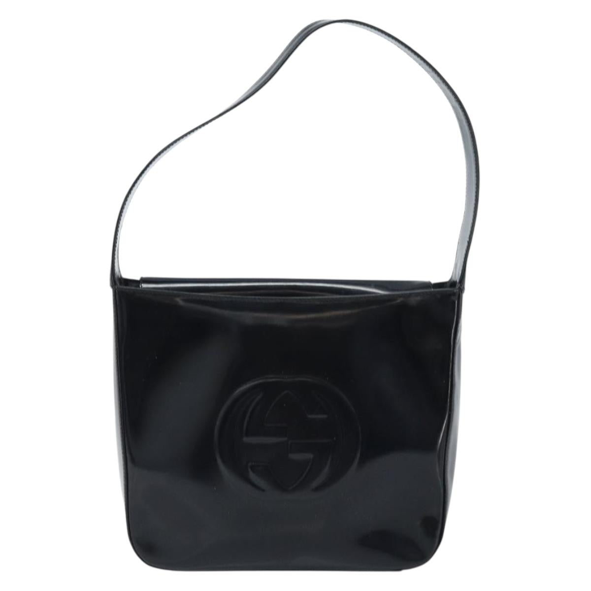 GUCCI Shoulder Bag Patent leather Black Silver 000 0506 Auth 173947