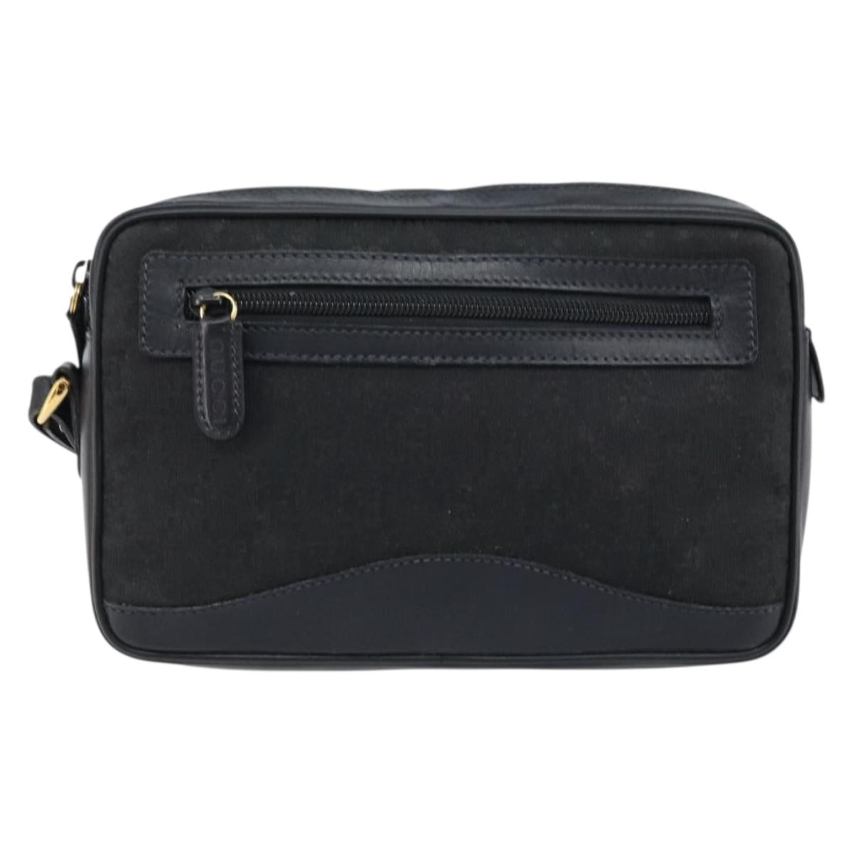 GUCCI GG Canvas Clutch Bag Black Gold 018 3754 3642 Auth 173949