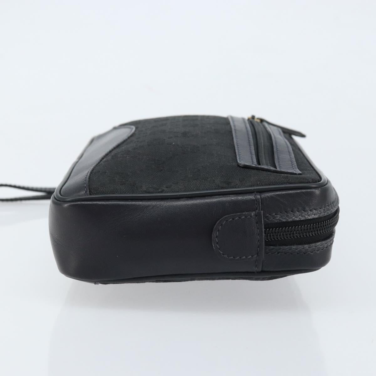GUCCI GG Canvas Clutch Bag Black Gold 018 3754 3642 Auth 173949