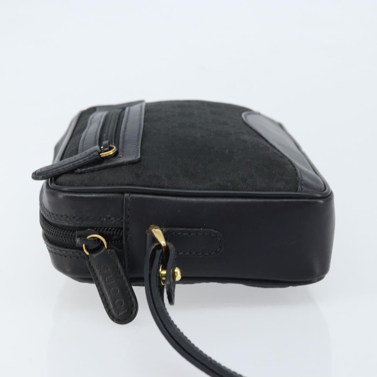 GUCCI GG Canvas Clutch Bag Black Gold 018 3754 3642 Auth 173949