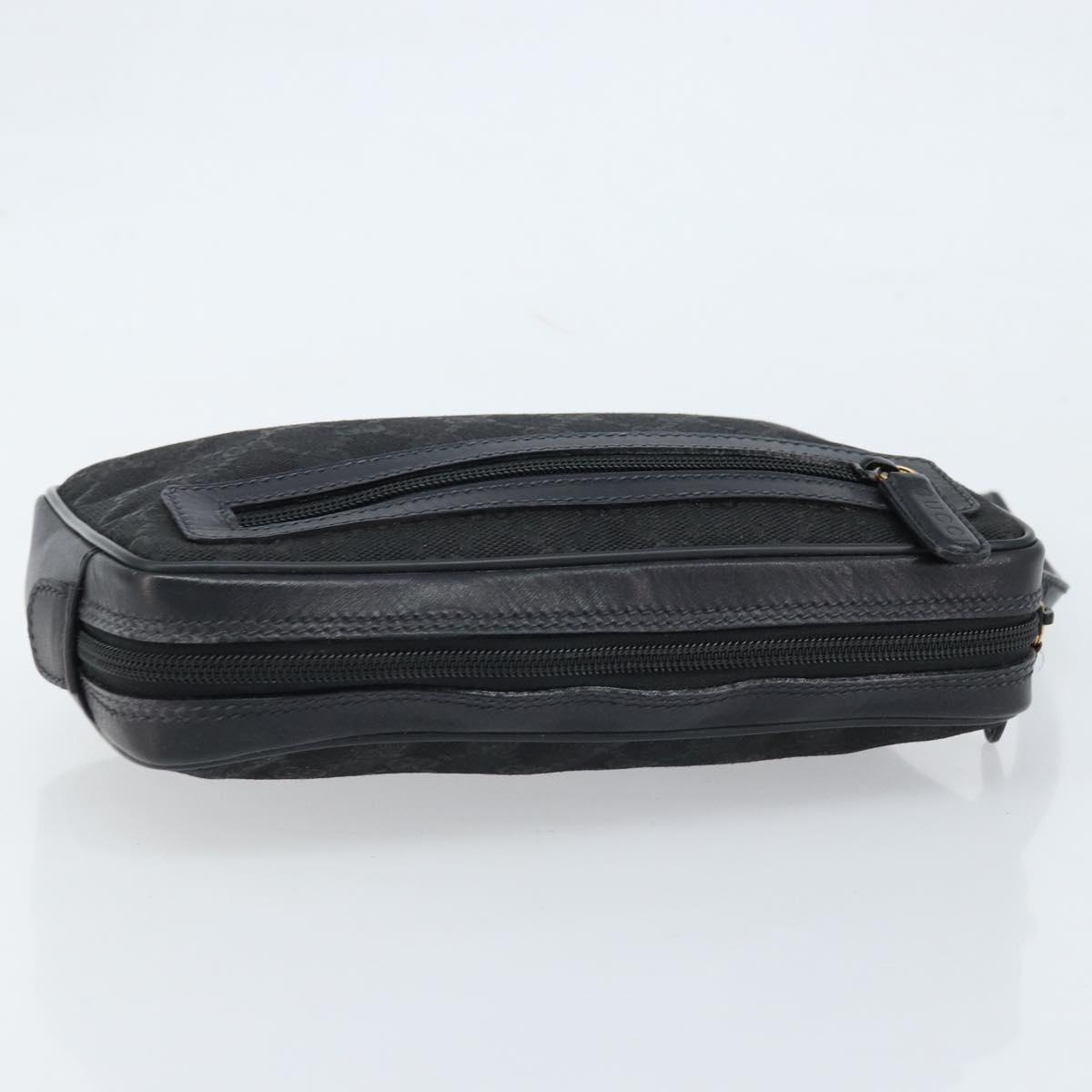 GUCCI GG Canvas Clutch Bag Black Gold 018 3754 3642 Auth 173949