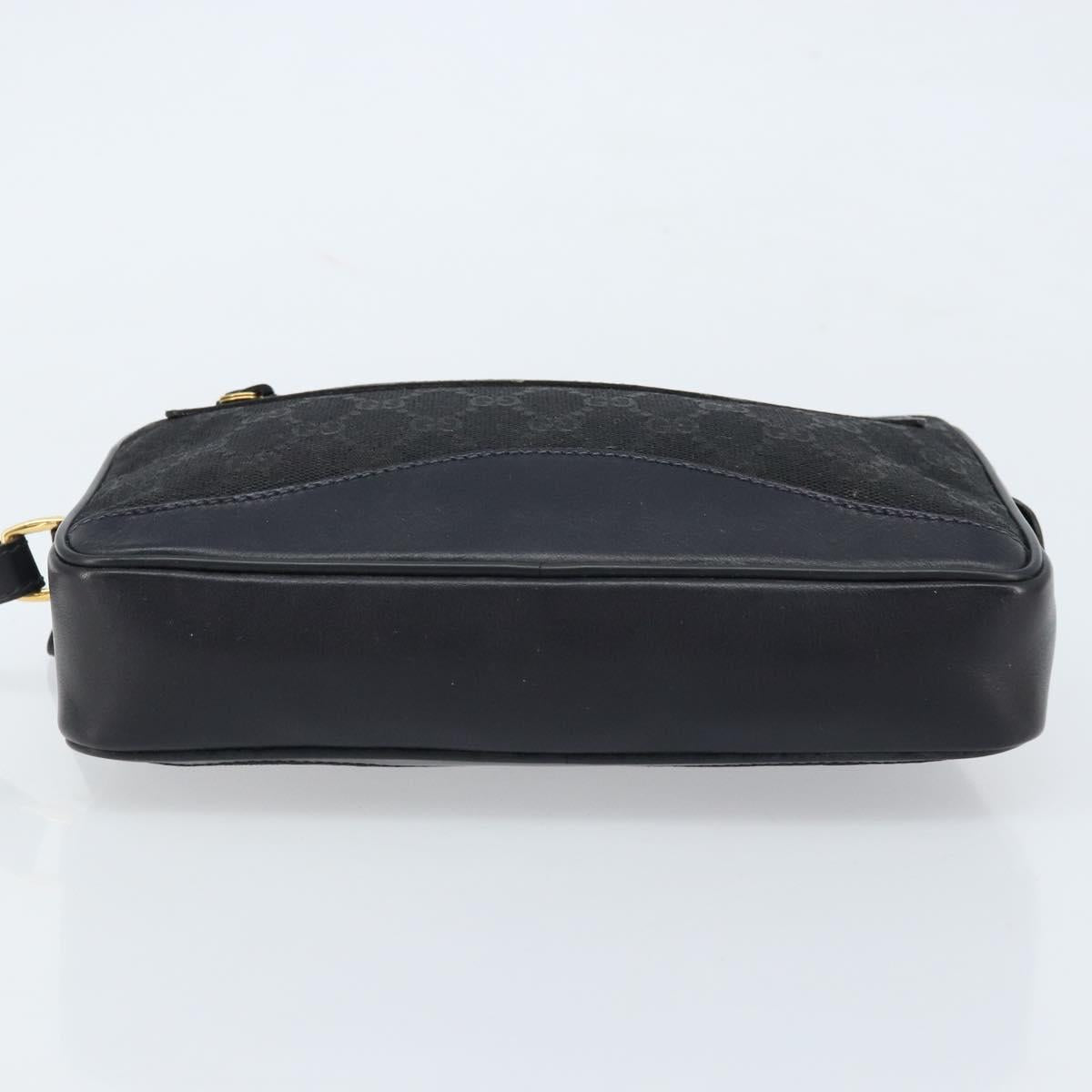 GUCCI GG Canvas Clutch Bag Black Gold 018 3754 3642 Auth 173949