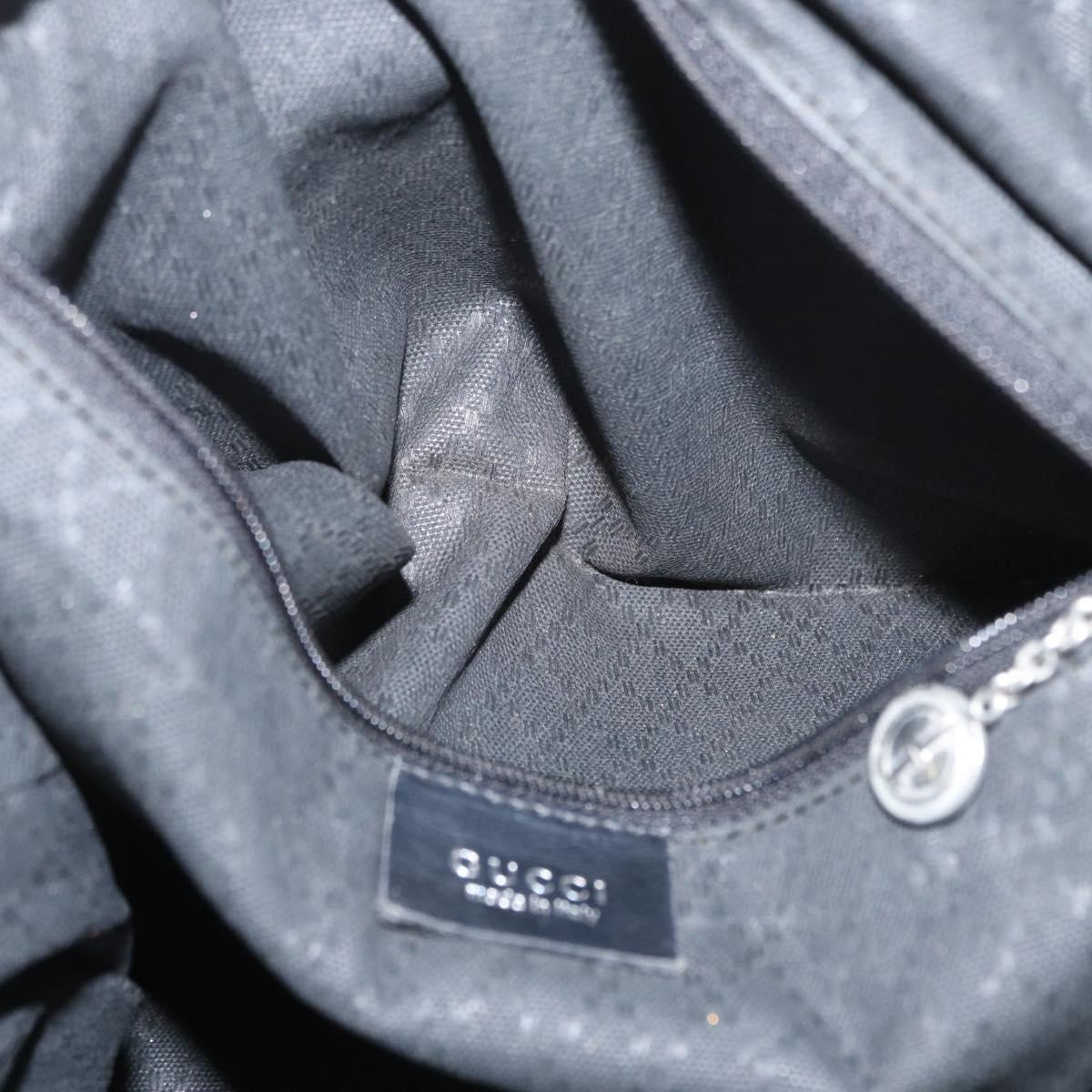 GUCCI Bamboo Shoulder Bag Nylon Black Silver 001 1577 Auth 173951