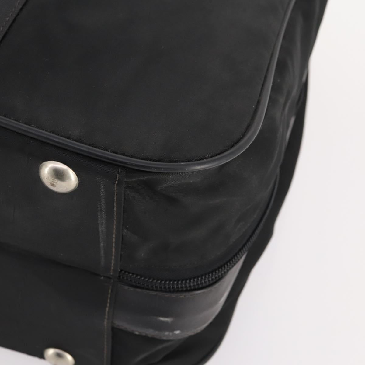 PRADA Boston Bag Nylon Black Silver Auth 173960A
