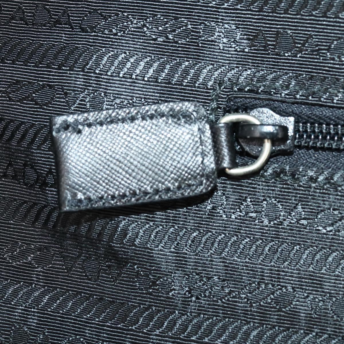PRADA Boston Bag Nylon Black Silver Auth 173960A