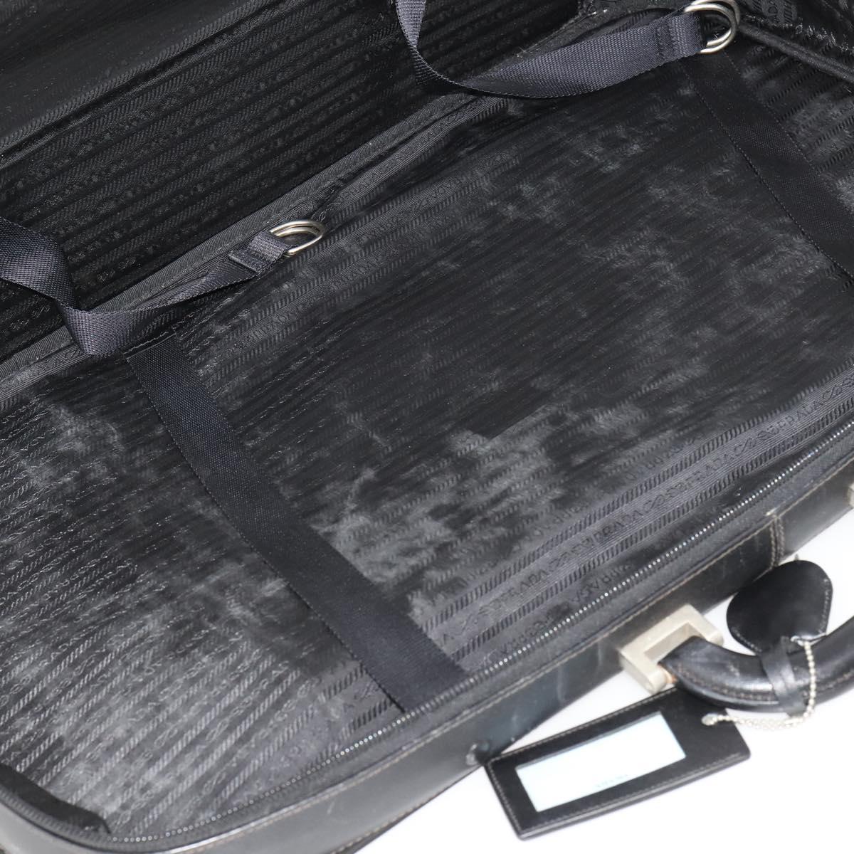 PRADA Boston Bag Nylon Black Silver Auth 173960A