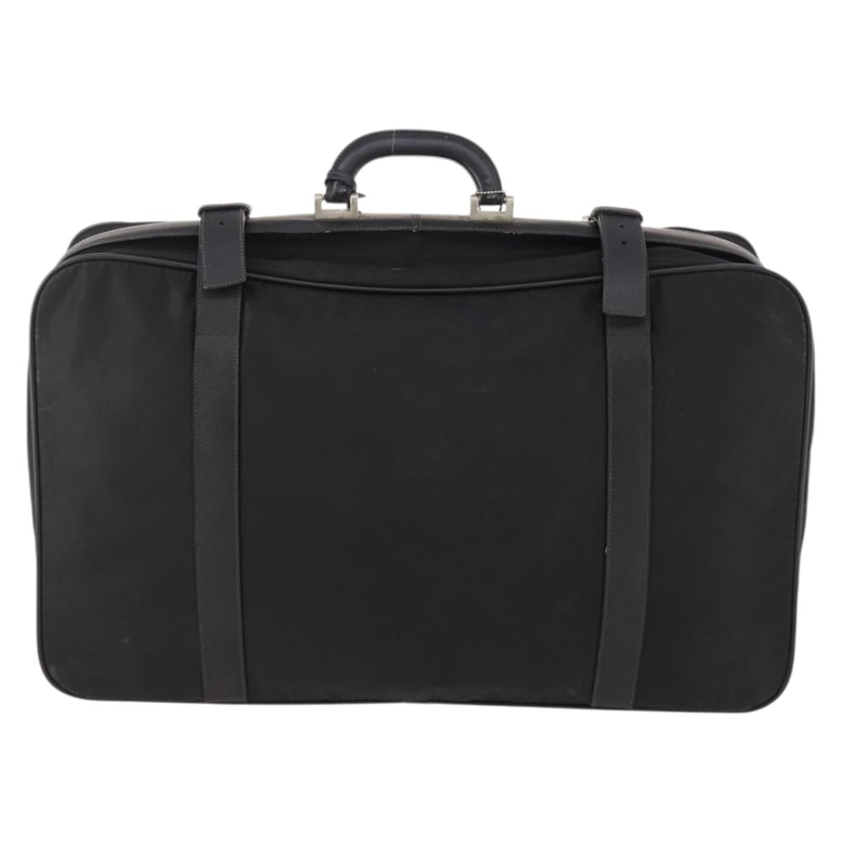 PRADA Boston Bag Nylon Black Silver Auth 173960A