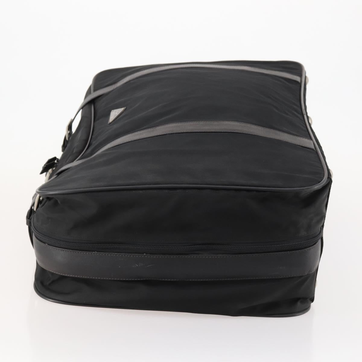 PRADA Boston Bag Nylon Black Silver Auth 173960A
