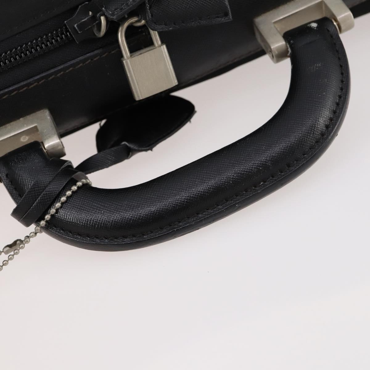 PRADA Boston Bag Nylon Black Silver Auth 173960A
