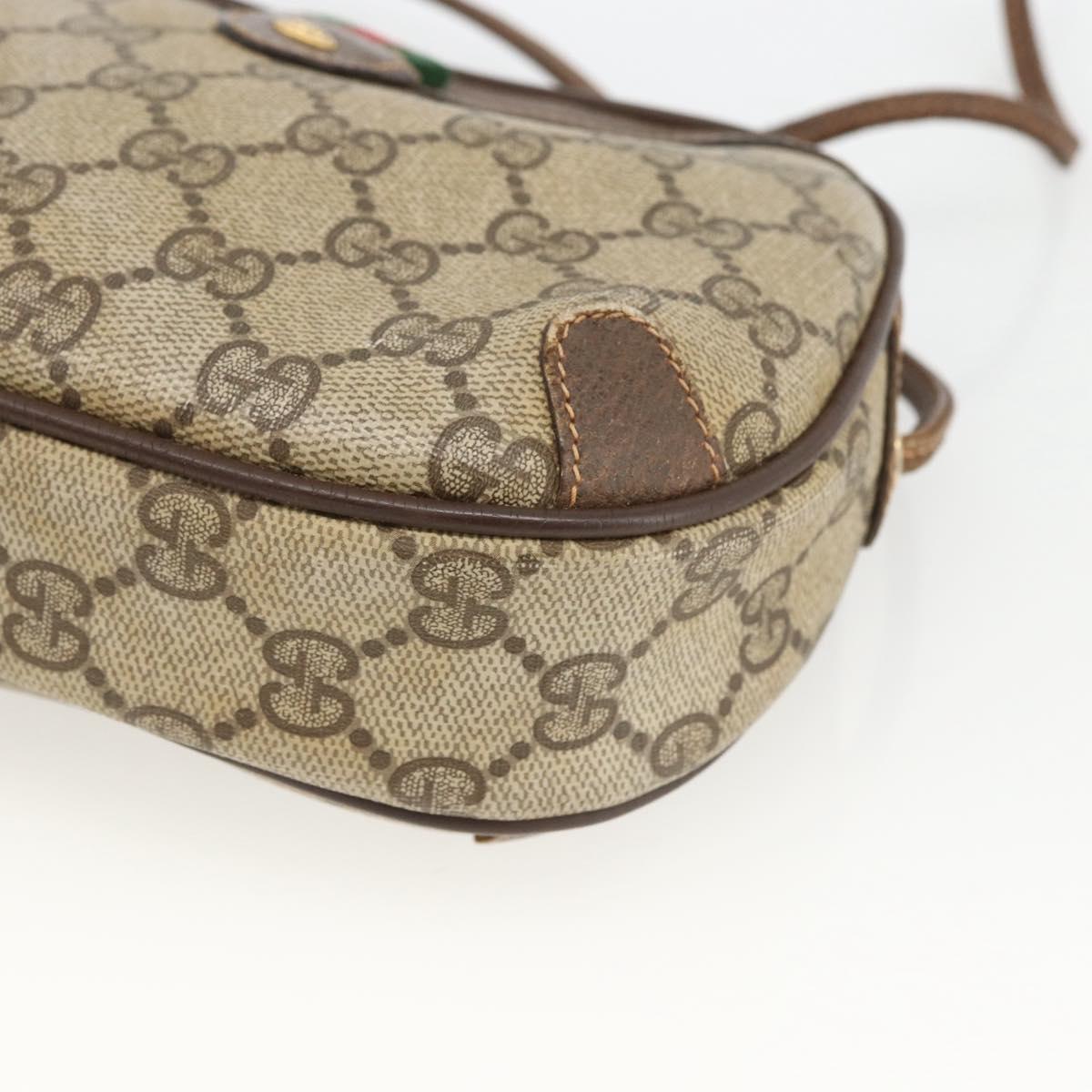 GUCCI GG Supreme Web Sherry Line Bag PVC Beige Gold 89 02 066 Auth 173966