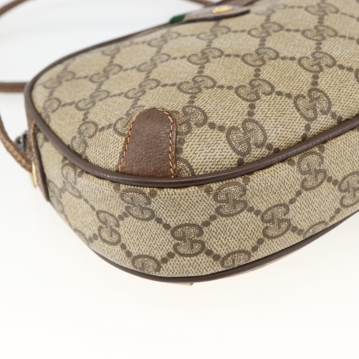 GUCCI GG Supreme Web Sherry Line Bag PVC Beige Gold 89 02 066 Auth 173966