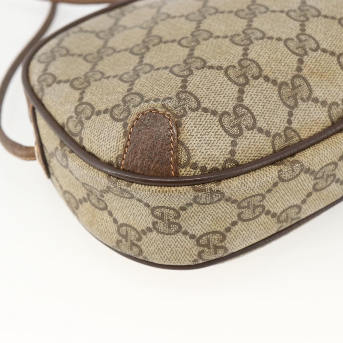 GUCCI GG Supreme Web Sherry Line Bag PVC Beige Gold 89 02 066 Auth 173966