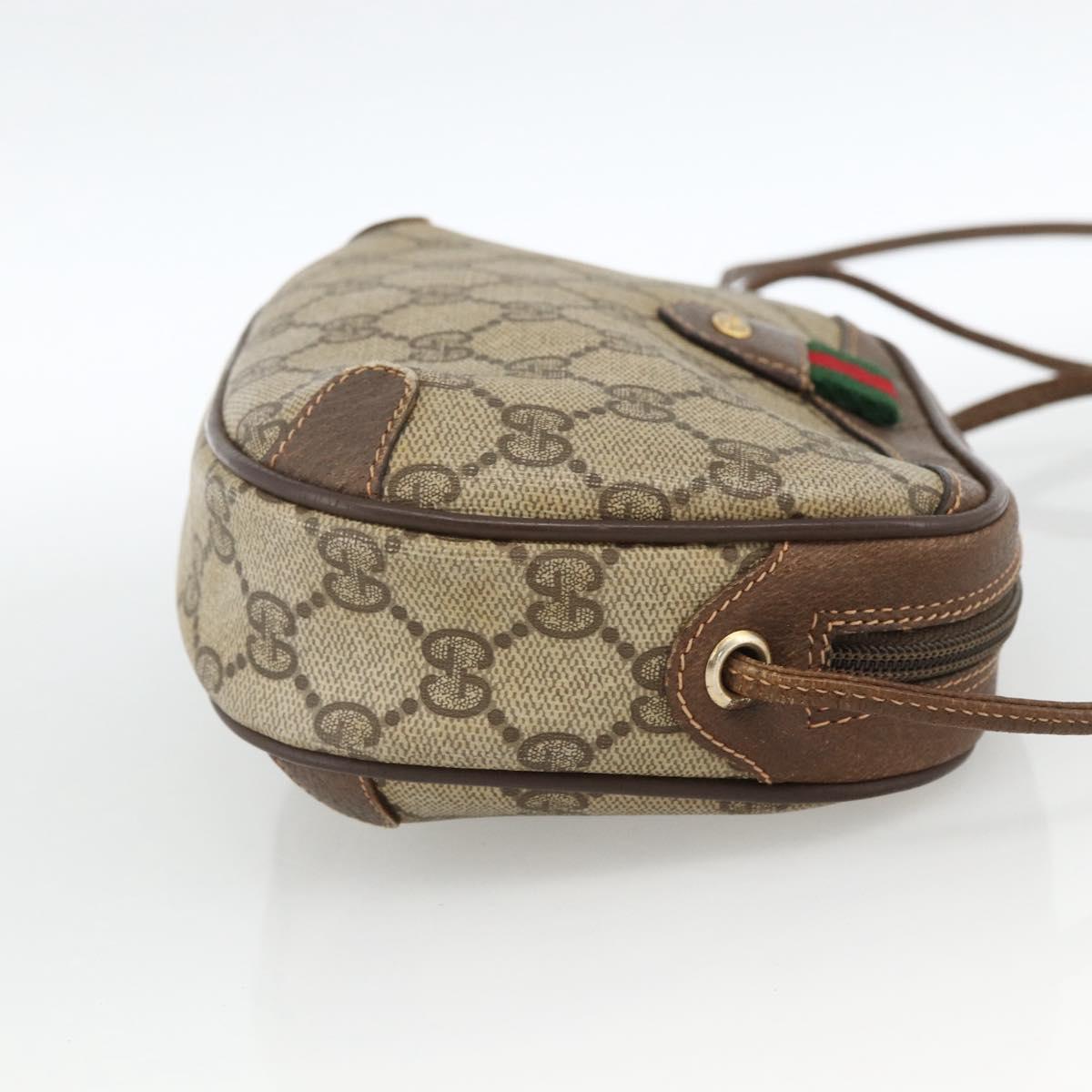 GUCCI GG Supreme Web Sherry Line Bag PVC Beige Gold 89 02 066 Auth 173966
