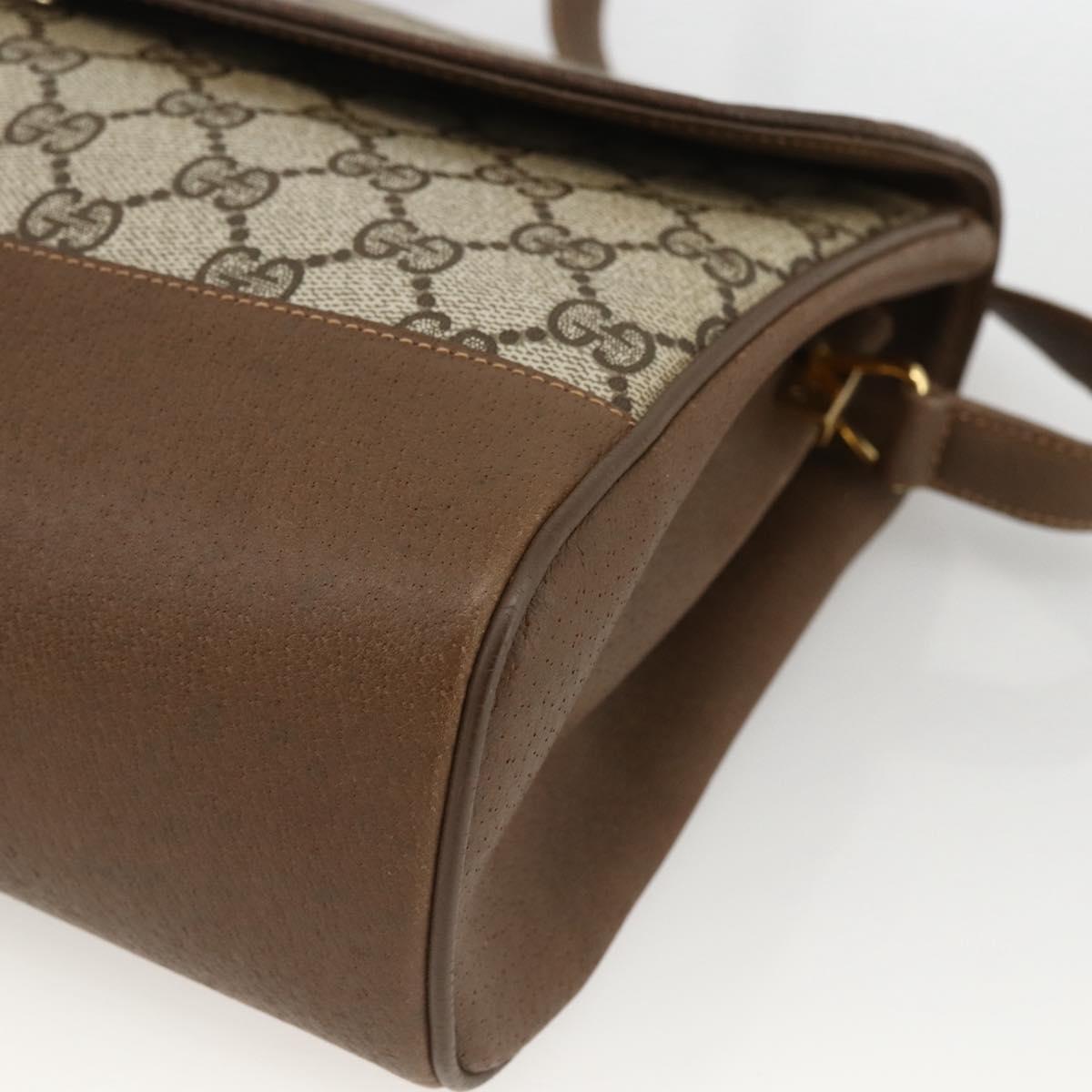 GUCCI GG Supreme Shoulder Bag PVC Leather Beige Gold 116 02 067 Auth 173967