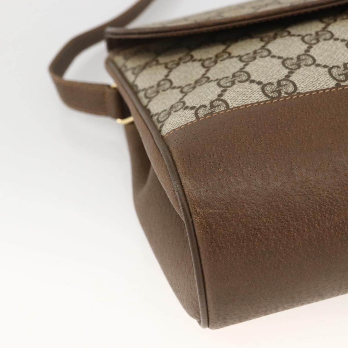 GUCCI GG Supreme Shoulder Bag PVC Leather Beige Gold 116 02 067 Auth 173967