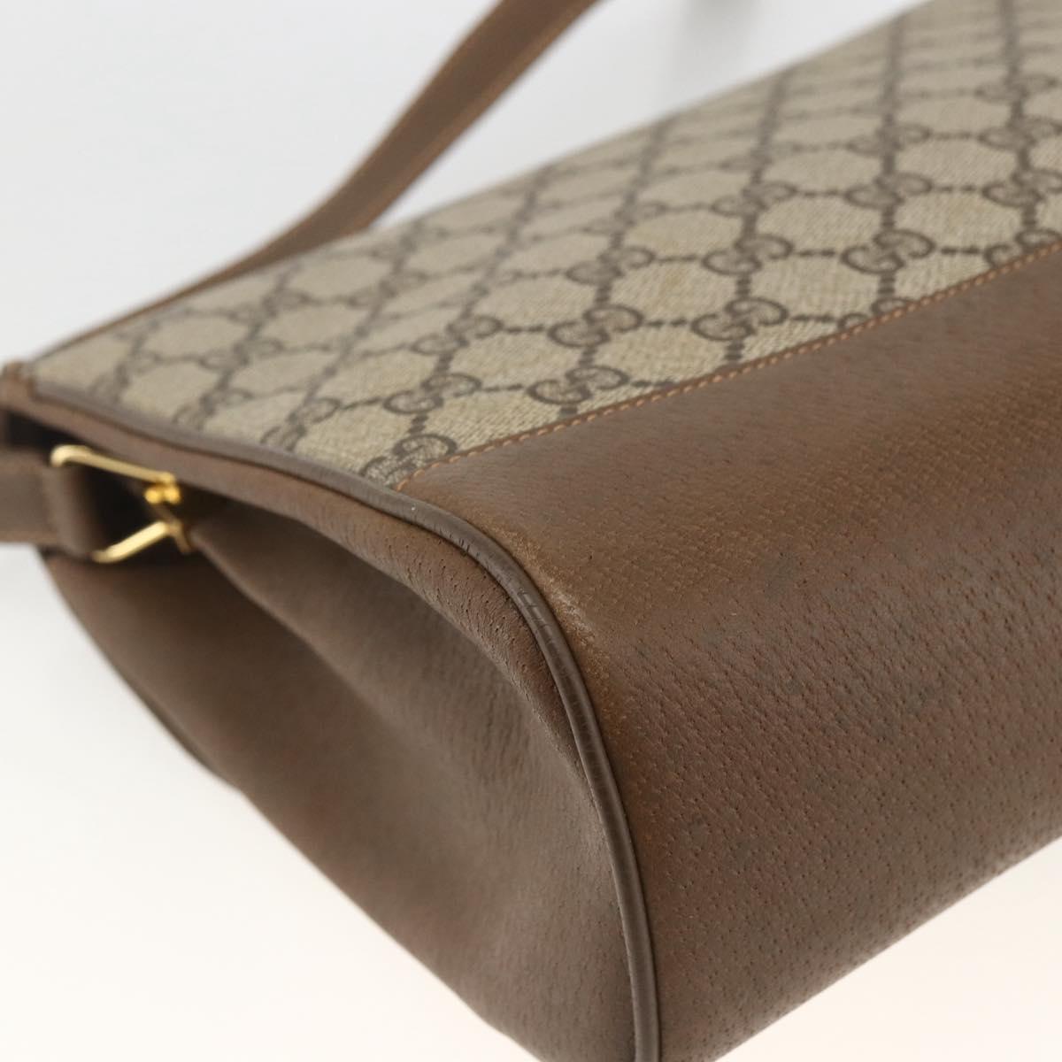 GUCCI GG Supreme Shoulder Bag PVC Leather Beige Gold 116 02 067 Auth 173967