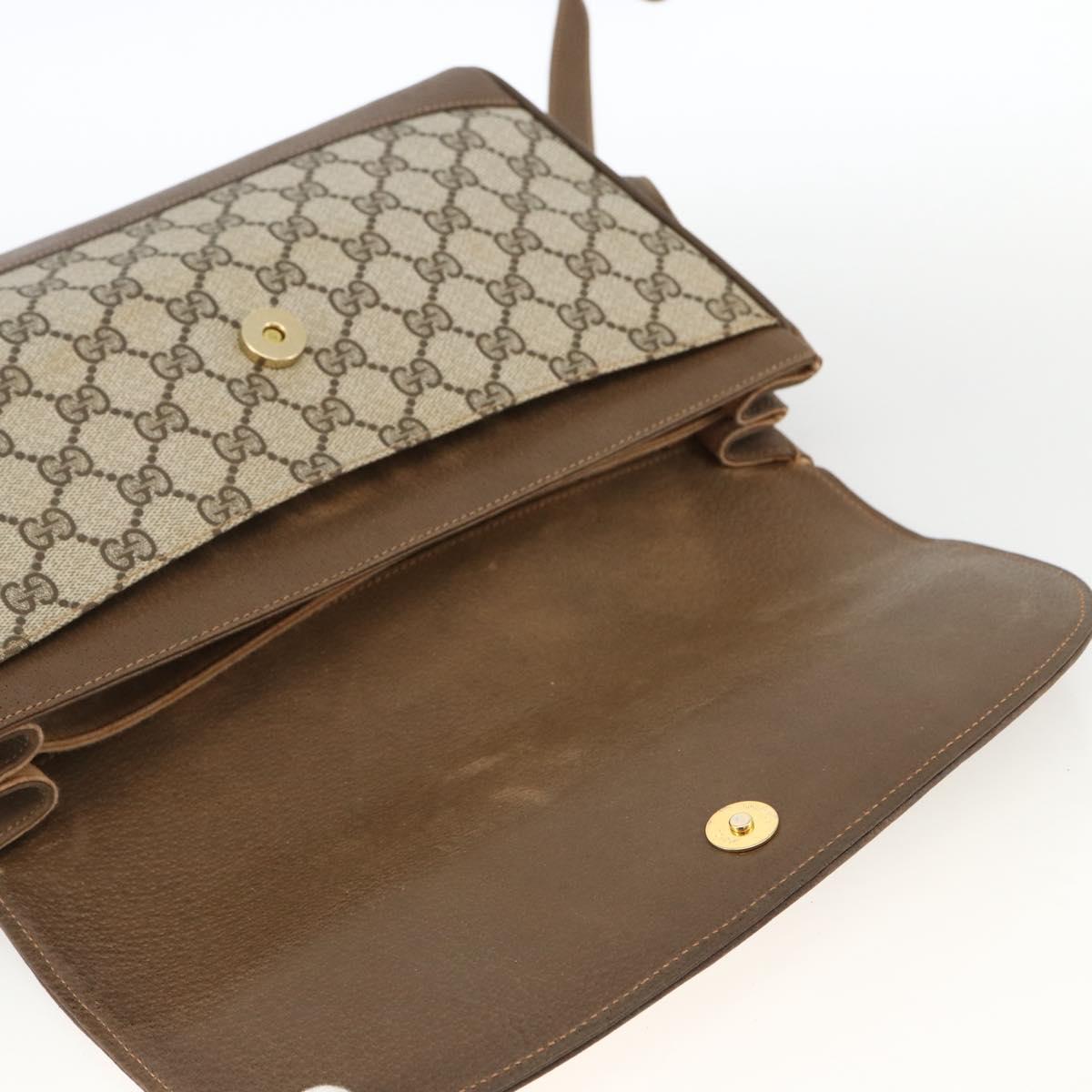 GUCCI GG Supreme Shoulder Bag PVC Leather Beige Gold 116 02 067 Auth 173967