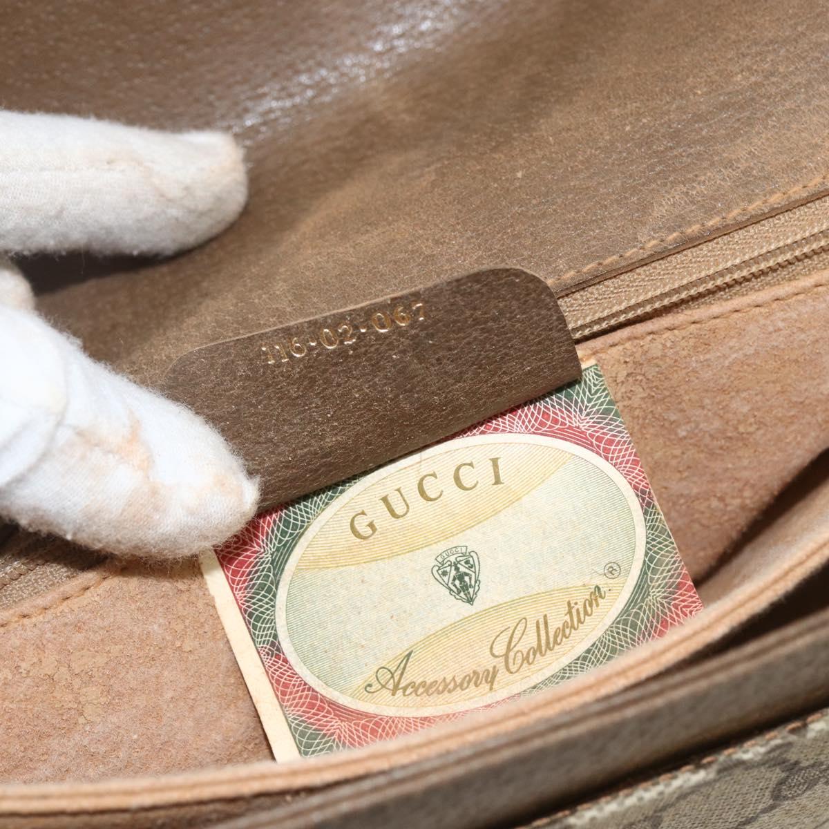 GUCCI GG Supreme Shoulder Bag PVC Leather Beige Gold 116 02 067 Auth 173967