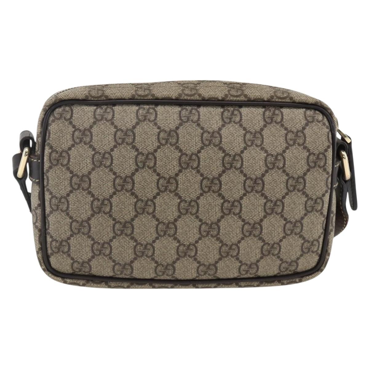 GUCCI GG Supreme Shoulder Bag PVC Beige Gold 201447 Auth 173968