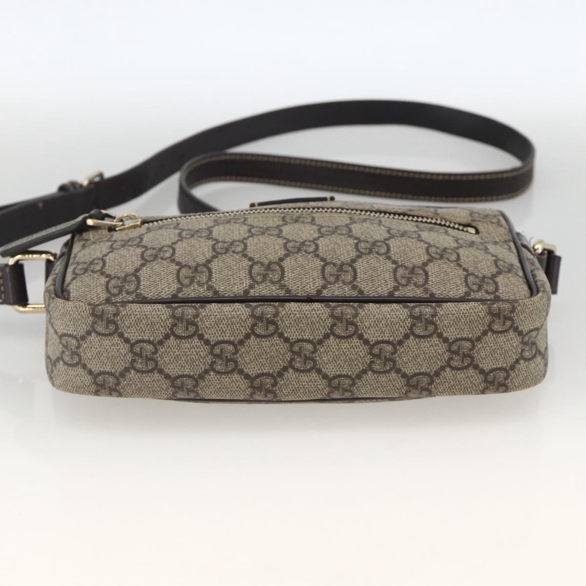 GUCCI GG Supreme Shoulder Bag PVC Beige Gold 201447 Auth 173968