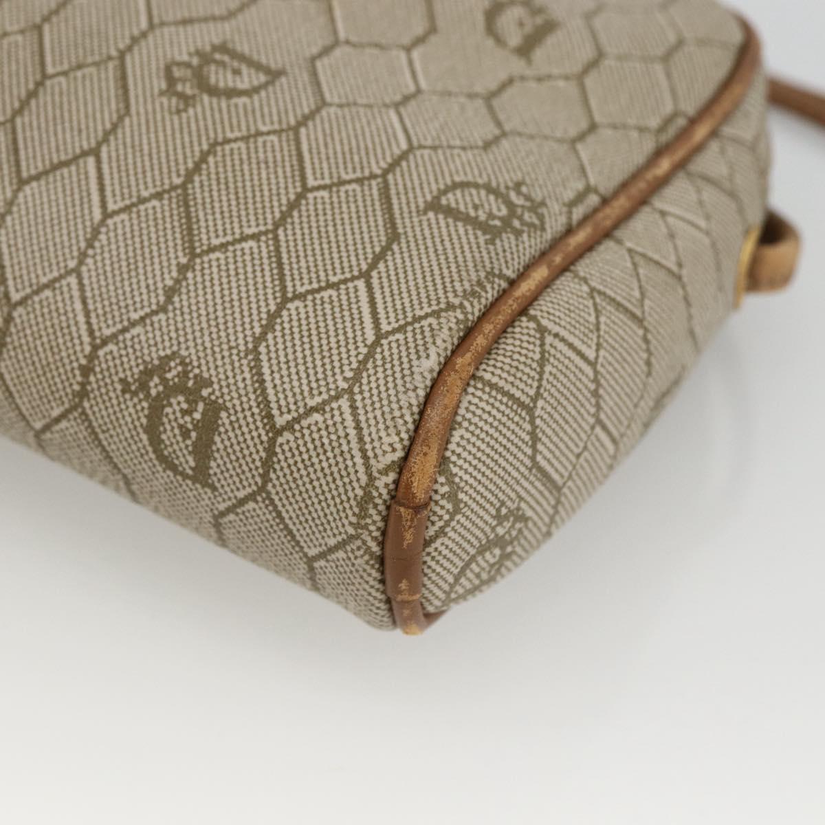Christian Dior Honeycomb Canvas Shoulder Bag PVC Beige Gold Auth 173969