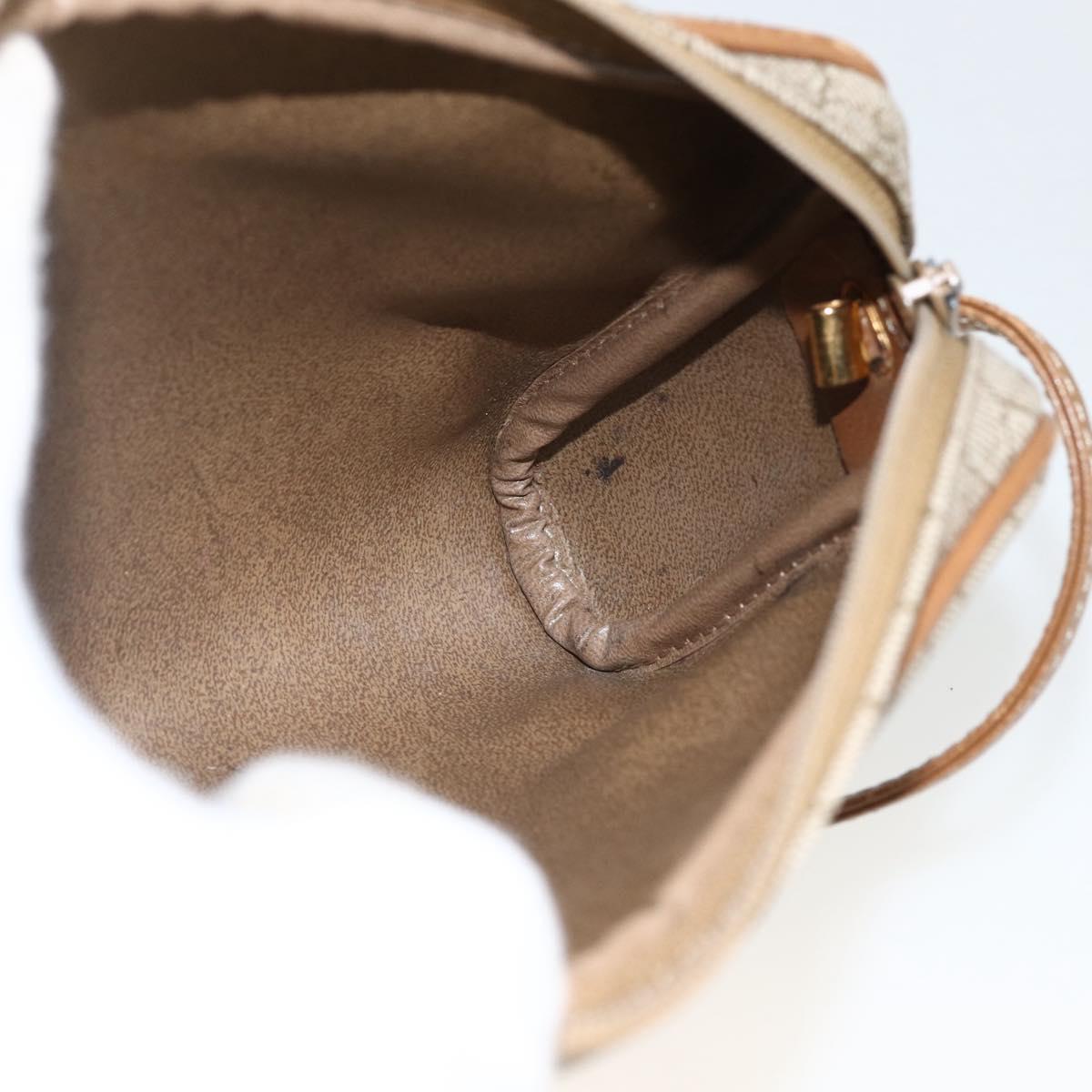Christian Dior Honeycomb Canvas Shoulder Bag PVC Beige Gold Auth 173969